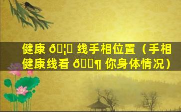 健康 🦅 线手相位置（手相健康线看 🐶 你身体情况）